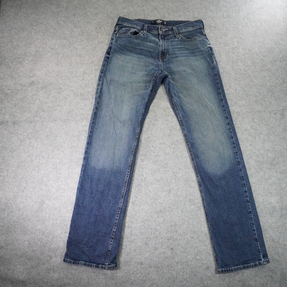 Hollister Jeans Mens 30x34 Fits 30x33.5  Blue Slim Straight Epics Flex Denim